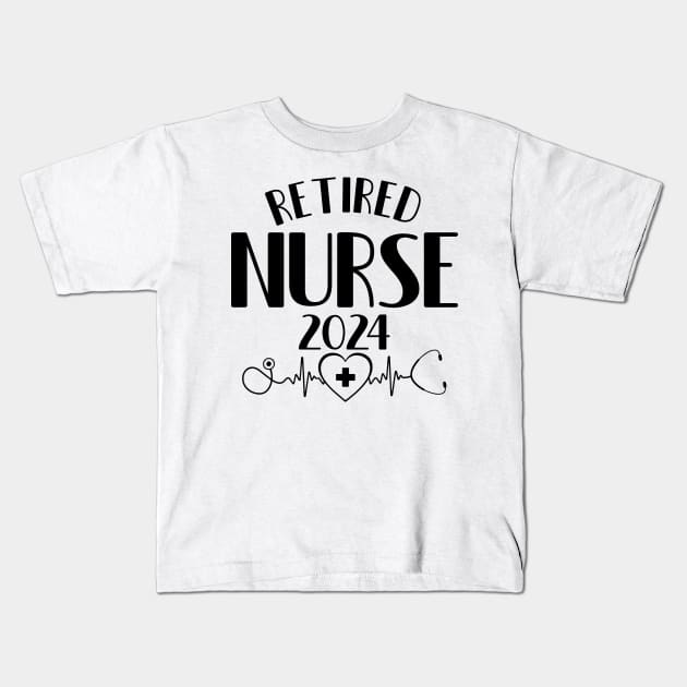 Retired Nurse 2024 Cute Nurse Retirement 2024 Kids T-Shirt by Giftyshoop